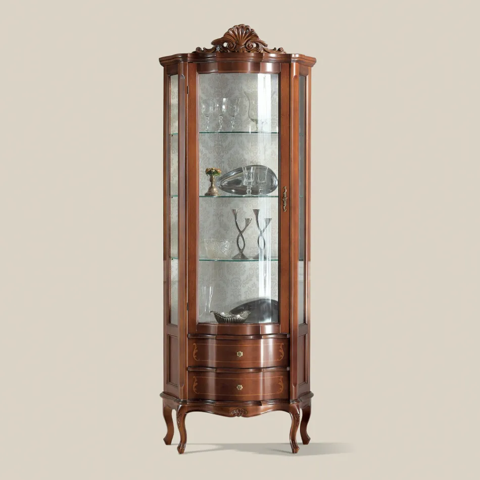 Vitrina Living 1 Usa si 2 Sertare din Lemn Made in Italy - Leonor Viadurini