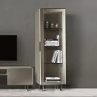 Vitrina living cu 1 usa din MDF, finisaj nichel, Made in Italy - Hilde Viadurini