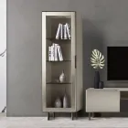 Vitrina living cu 1 usa din MDF, finisaj nichel, Made in Italy - Hilde Viadurini