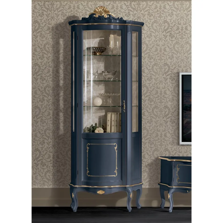 Vitrina din lemn pentru living cu 1 usa de lux Made in Italy - Leonor Viadurini