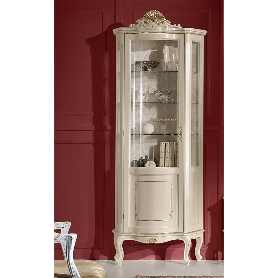 Vitrina din lemn pentru living cu 1 usa de lux Made in Italy - Leonor Viadurini