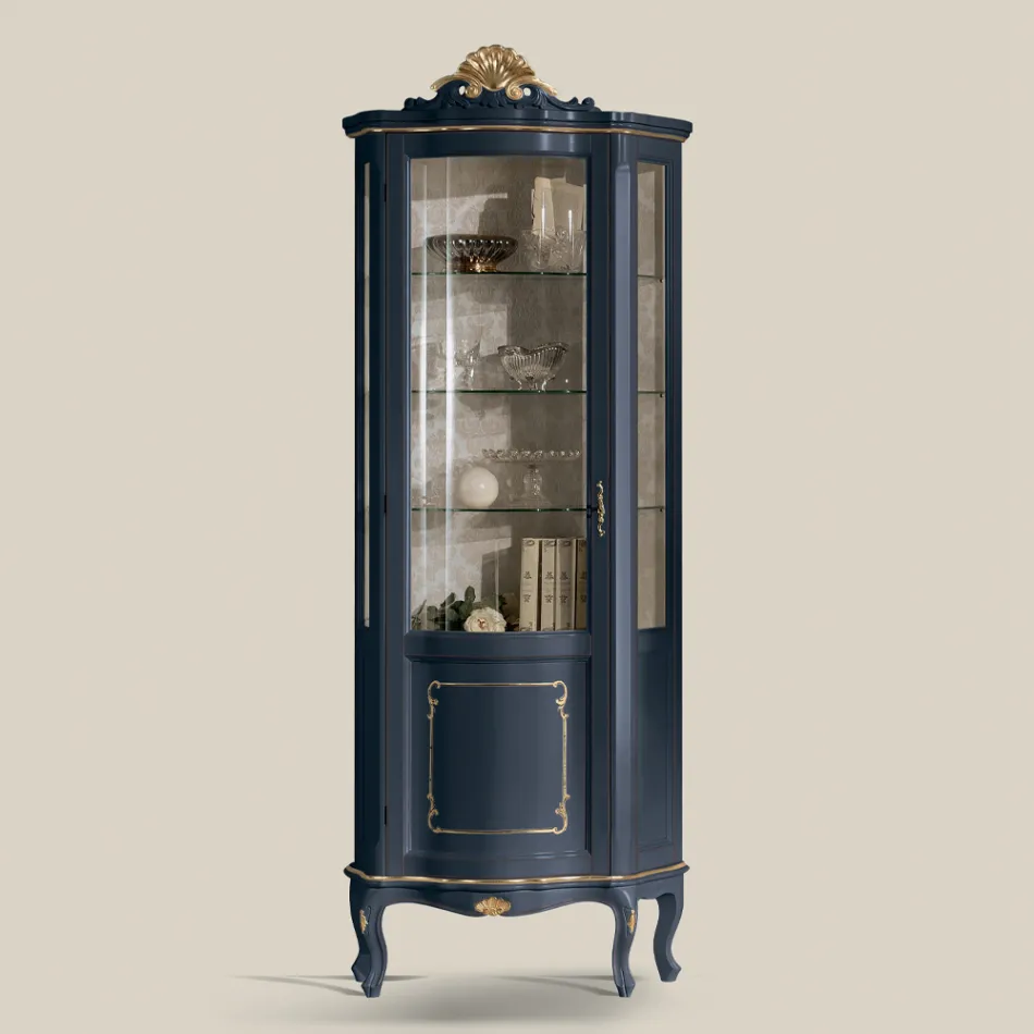 Vitrina din lemn pentru living cu 1 usa de lux Made in Italy - Leonor Viadurini