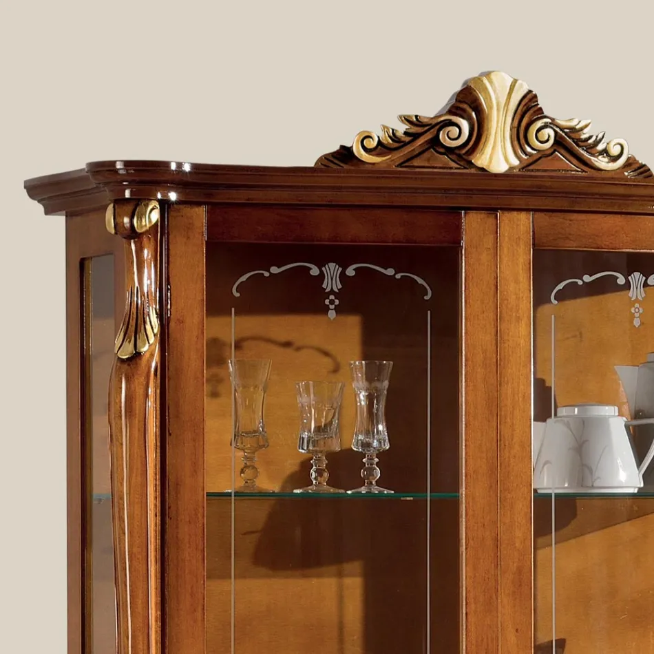 Vitrina de sufragerie din lemn cu 2 usi Clasic Made in Italy - Cambrige Viadurini