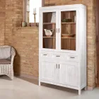 Vitrină de living Sanda din lemn masiv de tec cu 4 uși și 3 sertare Viadurini