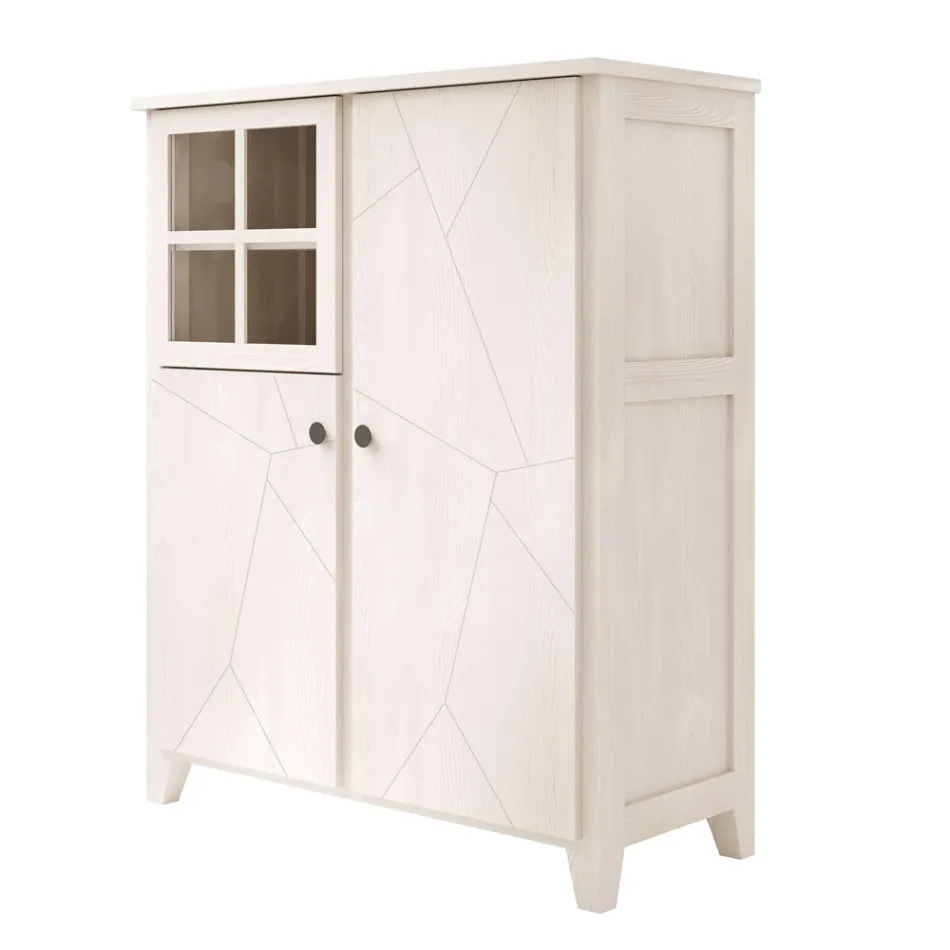 Structura vitrina living din lemn masiv de brad Made in Italy - Pascual Viadurini