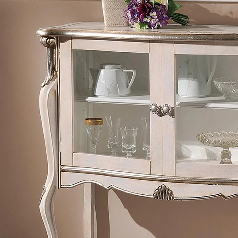 Vitrina Living 2 Usi din Nuc sau Lemn Alb Made in Italy - Londra Viadurini