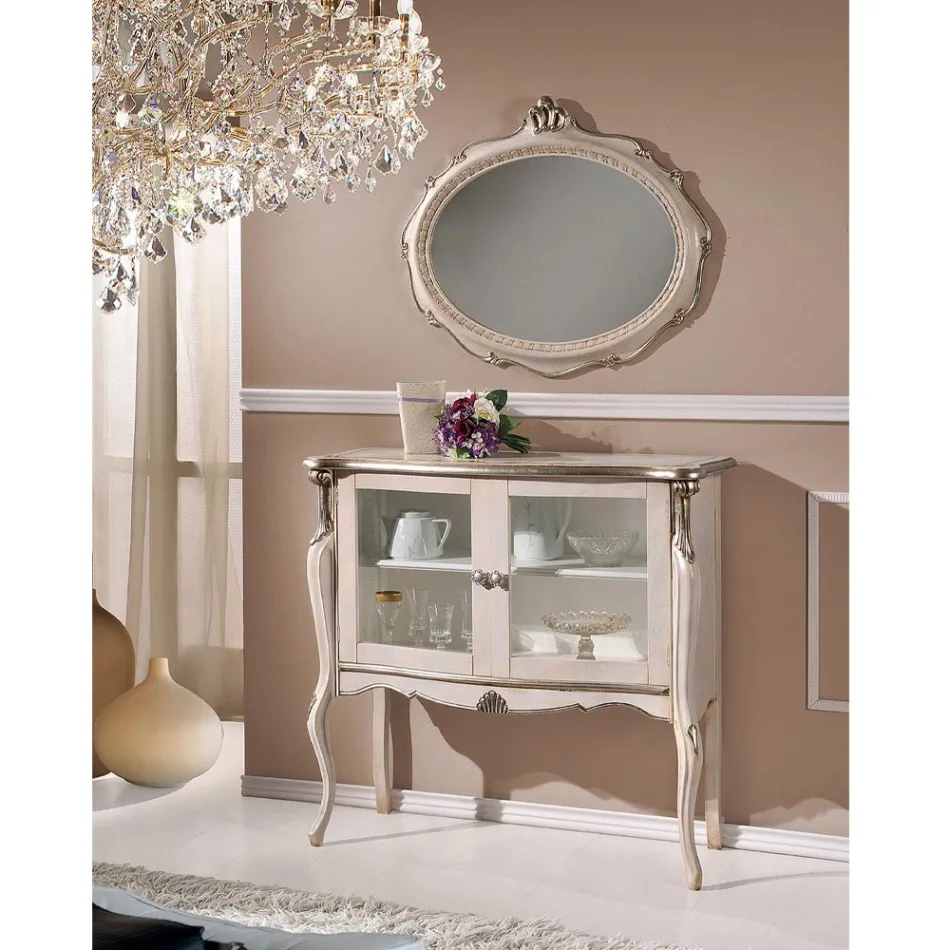 Vitrina Living 2 Usi din Nuc sau Lemn Alb Made in Italy - Londra Viadurini