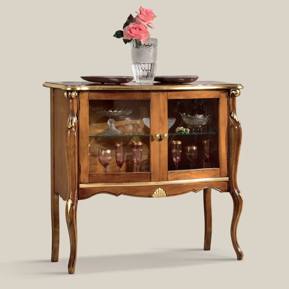 Vitrina Living 2 Usi din Nuc sau Lemn Alb Made in Italy - Londra Viadurini