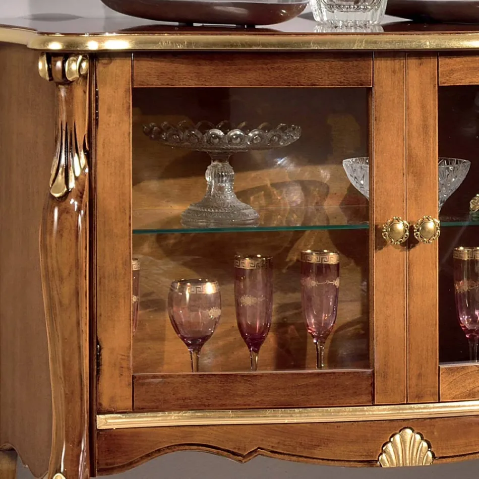 Vitrina Living 2 Usi din Nuc sau Lemn Alb Made in Italy - Londra Viadurini