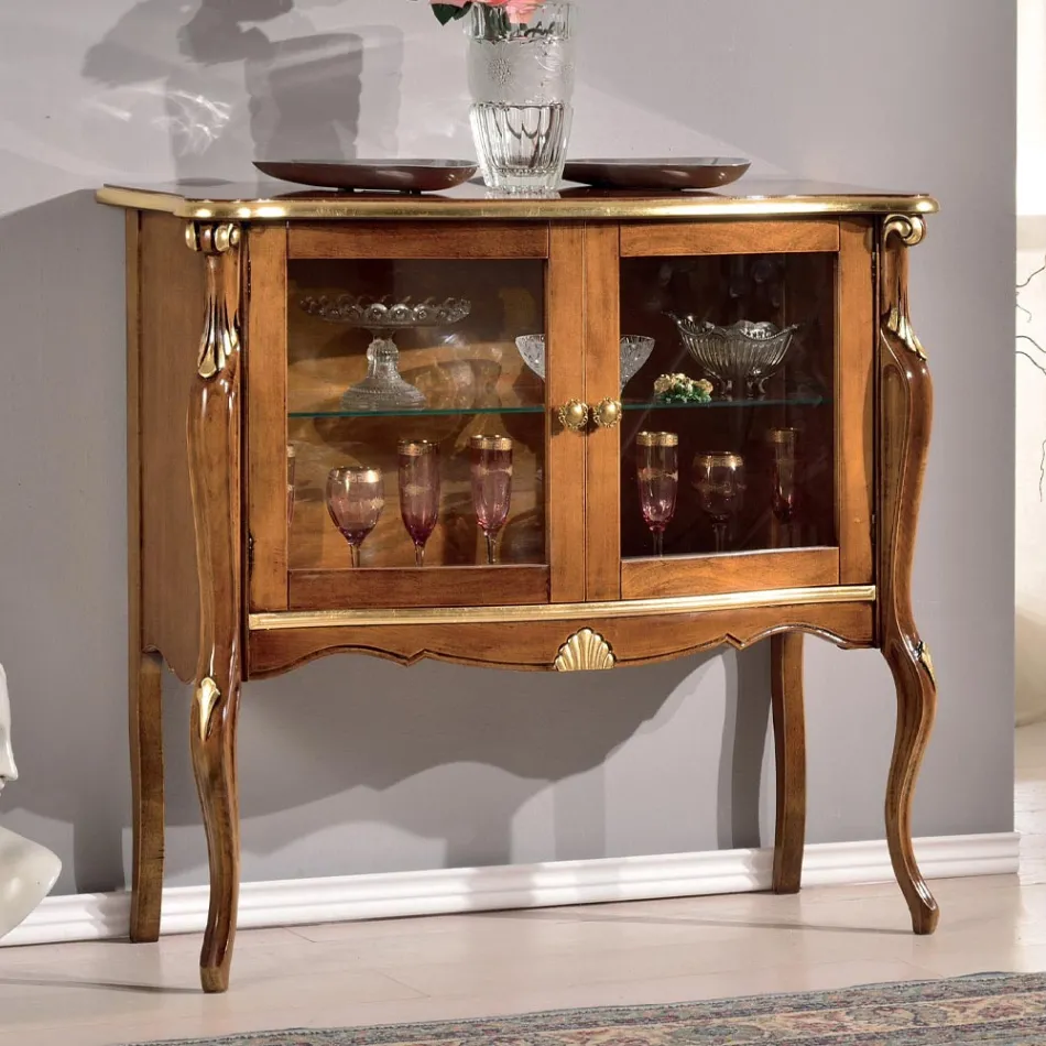 Vitrina Living 2 Usi din Nuc sau Lemn Alb Made in Italy - Londra Viadurini