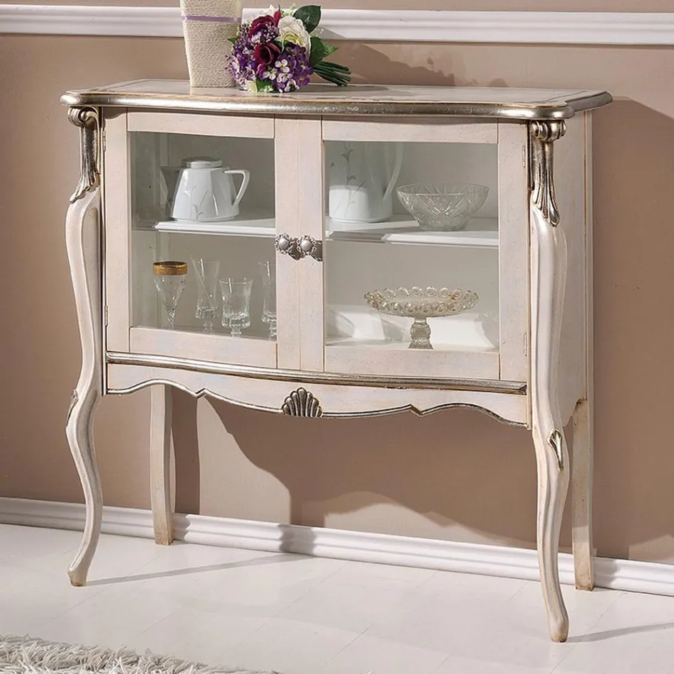 Vitrina Living 2 Usi din Nuc sau Lemn Alb Made in Italy - Londra Viadurini