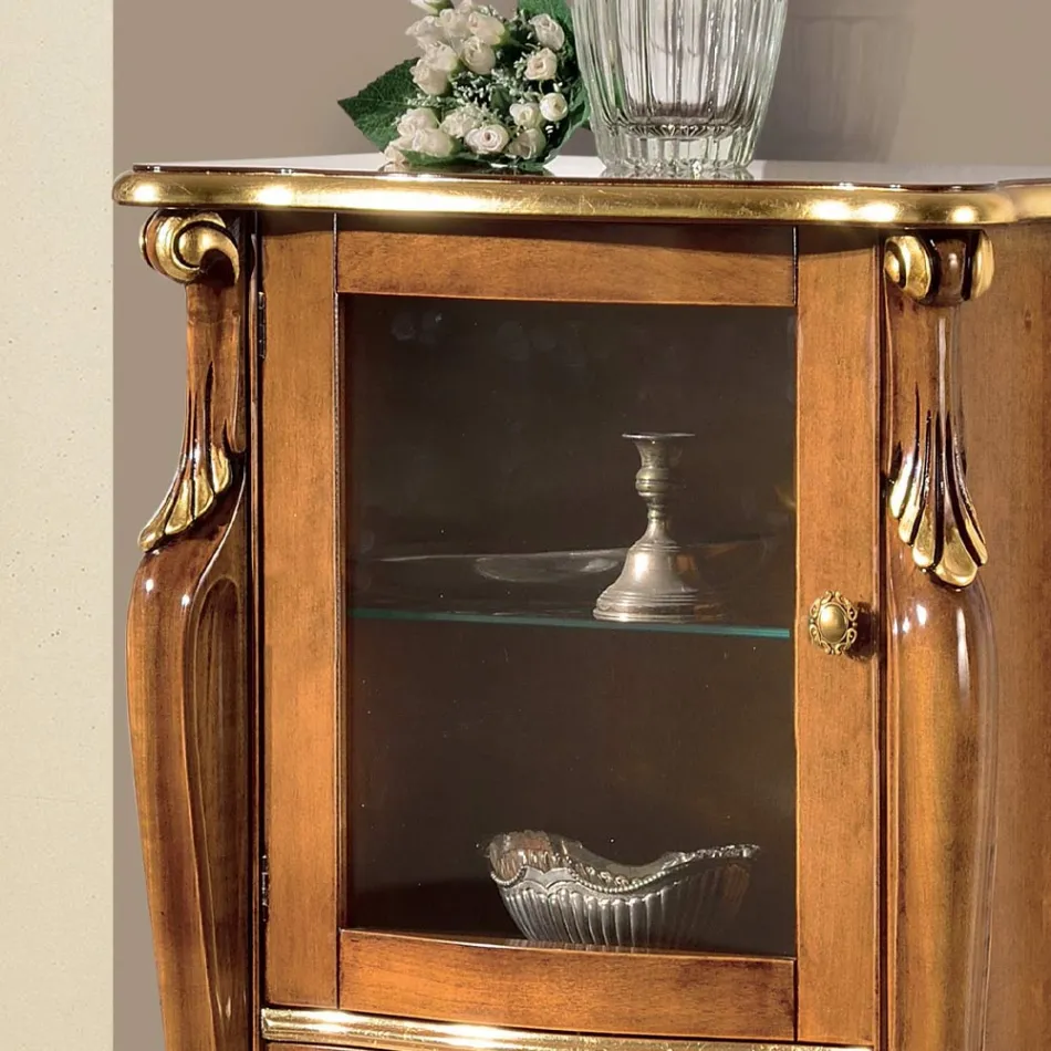 Vitrina pentru living cu 1 usa de sticla si 3 sertare Made in Italy - Londra Viadurini