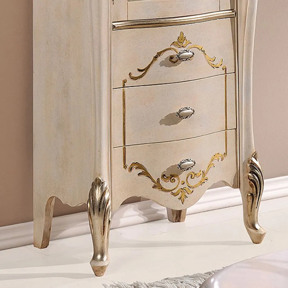 Vitrina pentru living cu 1 usa de sticla si 3 sertare Made in Italy - Londra Viadurini