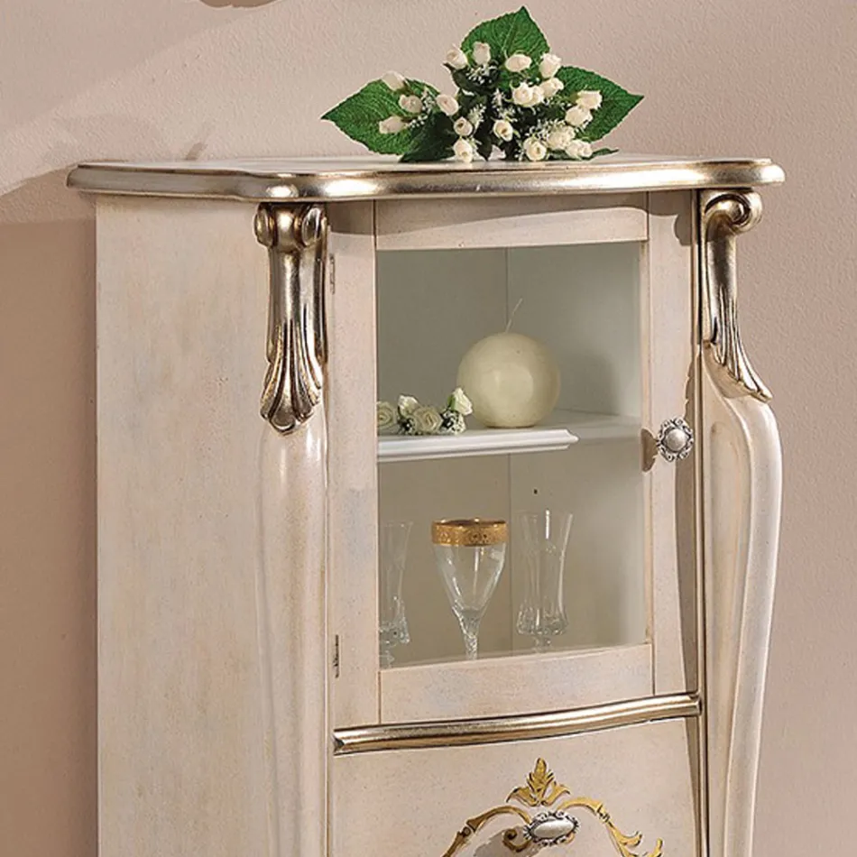 Vitrina pentru living cu 1 usa de sticla si 3 sertare Made in Italy - Londra Viadurini