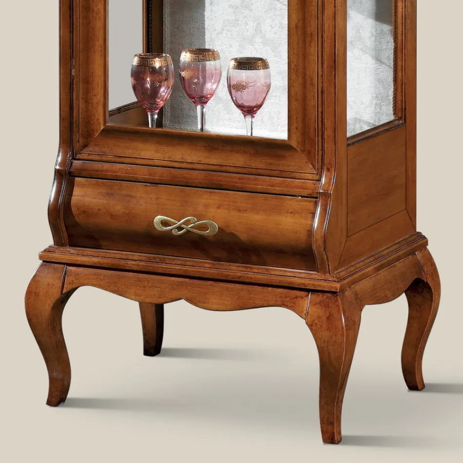 Vitrina de lux de sufragerie din lemn clasic de nuc Made in Italy - Hastings Viadurini