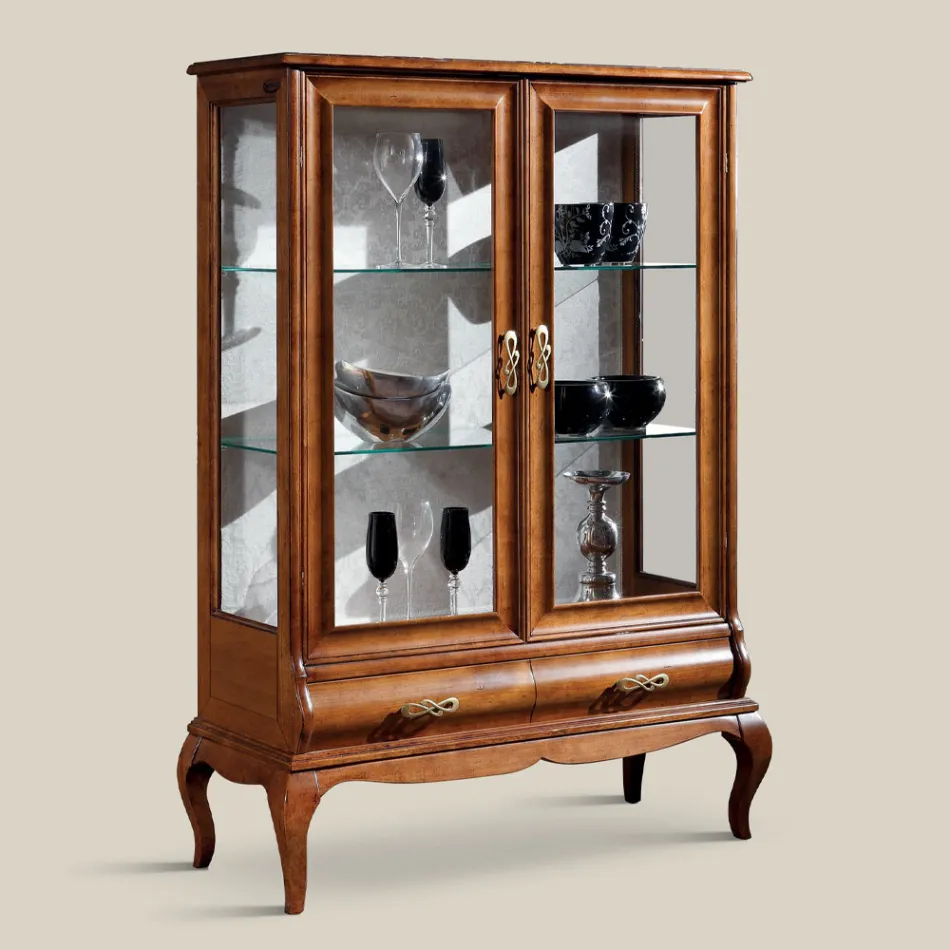Vitrina de lux de sufragerie din lemn clasic de nuc Made in Italy - Hastings Viadurini