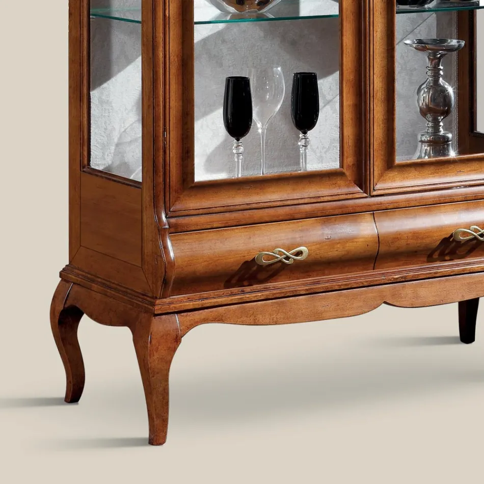 Vitrina de lux de sufragerie din lemn clasic de nuc Made in Italy - Hastings Viadurini