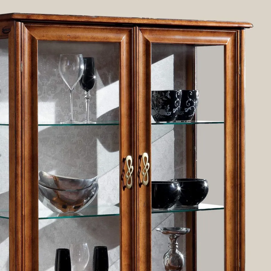 Vitrina de lux de sufragerie din lemn clasic de nuc Made in Italy - Hastings Viadurini