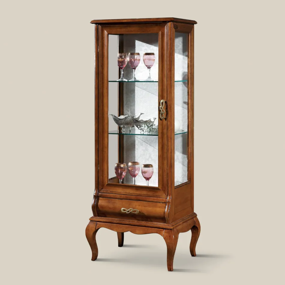 Vitrina de lux de sufragerie din lemn clasic de nuc Made in Italy - Hastings Viadurini