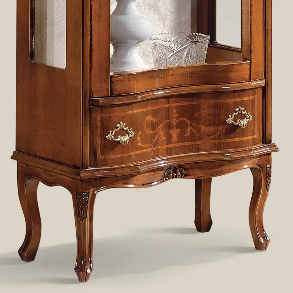 Sufragerie Vitrina din Nuc sau Lemn Alb cu 1 Usa Made in Italy - Versaille Viadurini