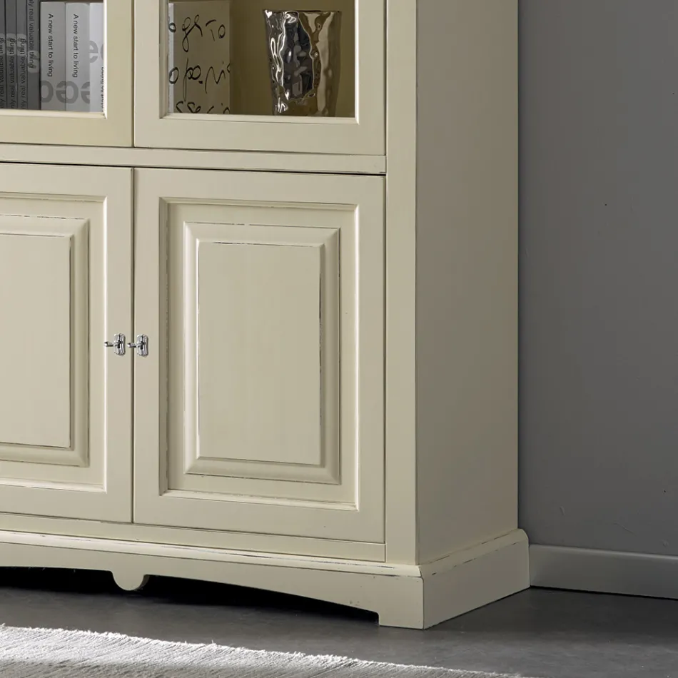 Vitrina cu 2 usi din lemn si 2 usi din sticla Made in Italy - Fenrir Viadurini