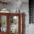 Vitrina cu rafturi din sticla si spate tapitat Made in Italy - Assur Viadurini