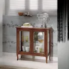 Vitrina cu rafturi din sticla si spate tapitat Made in Italy - Assur Viadurini