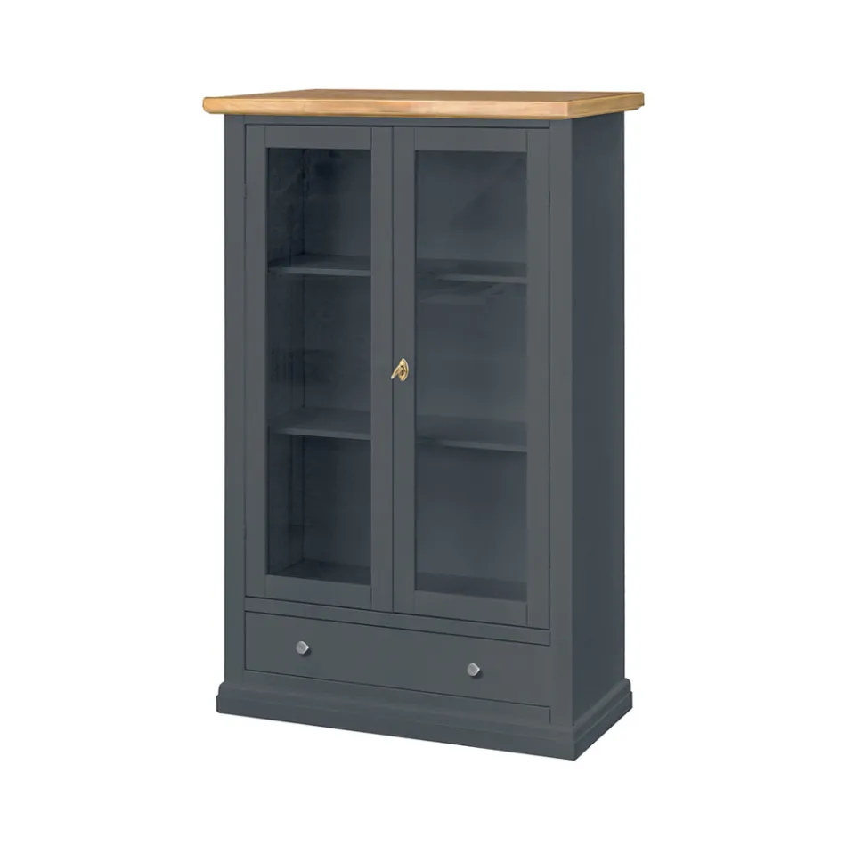 Vitrina din lemn cu 1 sertar, 2 usi si 2 rafturi Made in Italy - Nanna Viadurini