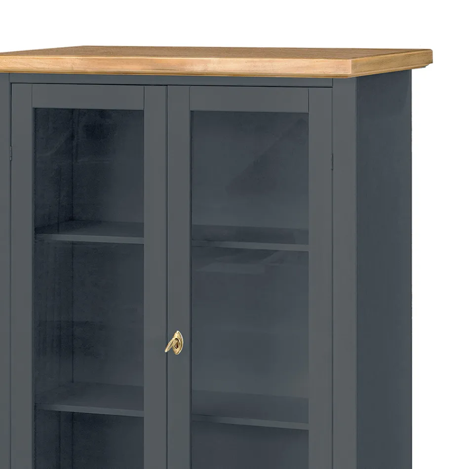 Vitrina din lemn cu 1 sertar, 2 usi si 2 rafturi Made in Italy - Nanna Viadurini