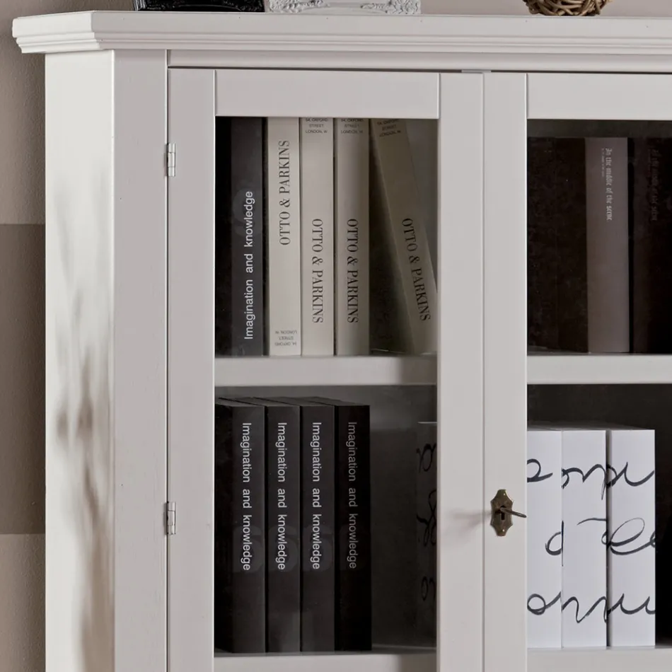 Vitrina din lemn cu 1 sertar, 2 usi si 2 rafturi Made in Italy - Nanna Viadurini