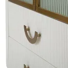 Vitrina din lemn cu blat și inserții rotunjite cu 2 uși și 2 sertare - Rachel Viadurini