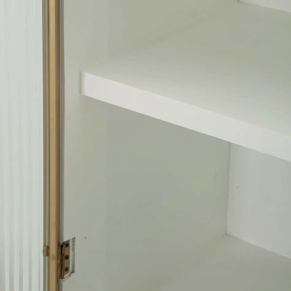 Vitrina din lemn cu blat și inserții rotunjite cu 2 uși și 2 sertare - Rachel Viadurini