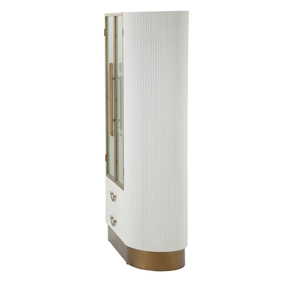 Vitrina din lemn cu blat și inserții rotunjite cu 2 uși și 2 sertare - Rachel Viadurini