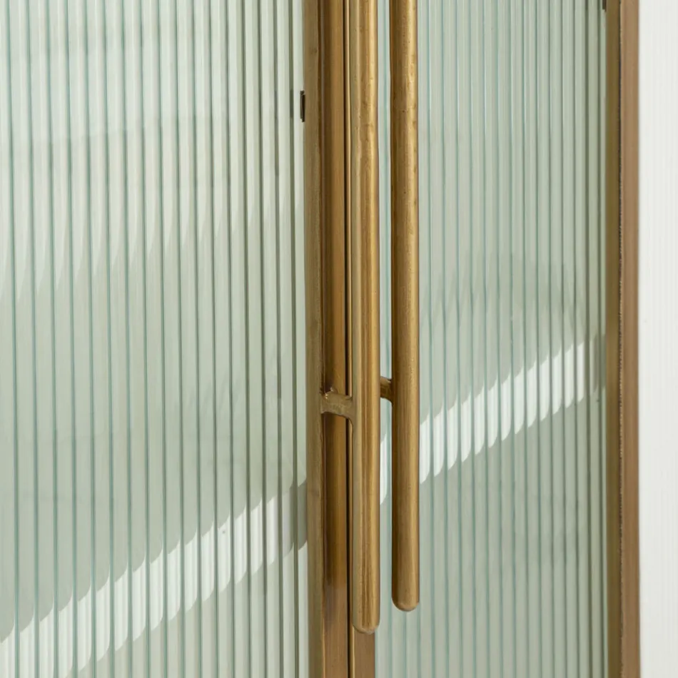 Vitrina din lemn cu blat și inserții rotunjite cu 2 uși și 2 sertare - Rachel Viadurini