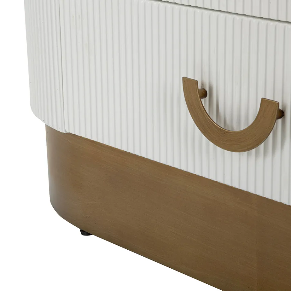 Vitrina din lemn cu blat și inserții rotunjite cu 2 uși și 2 sertare - Rachel Viadurini