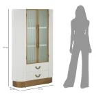 Vitrina din lemn cu blat și inserții rotunjite cu 2 uși și 2 sertare - Rachel Viadurini