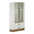 Vitrina din lemn cu blat și inserții rotunjite cu 2 uși și 2 sertare - Rachel Viadurini