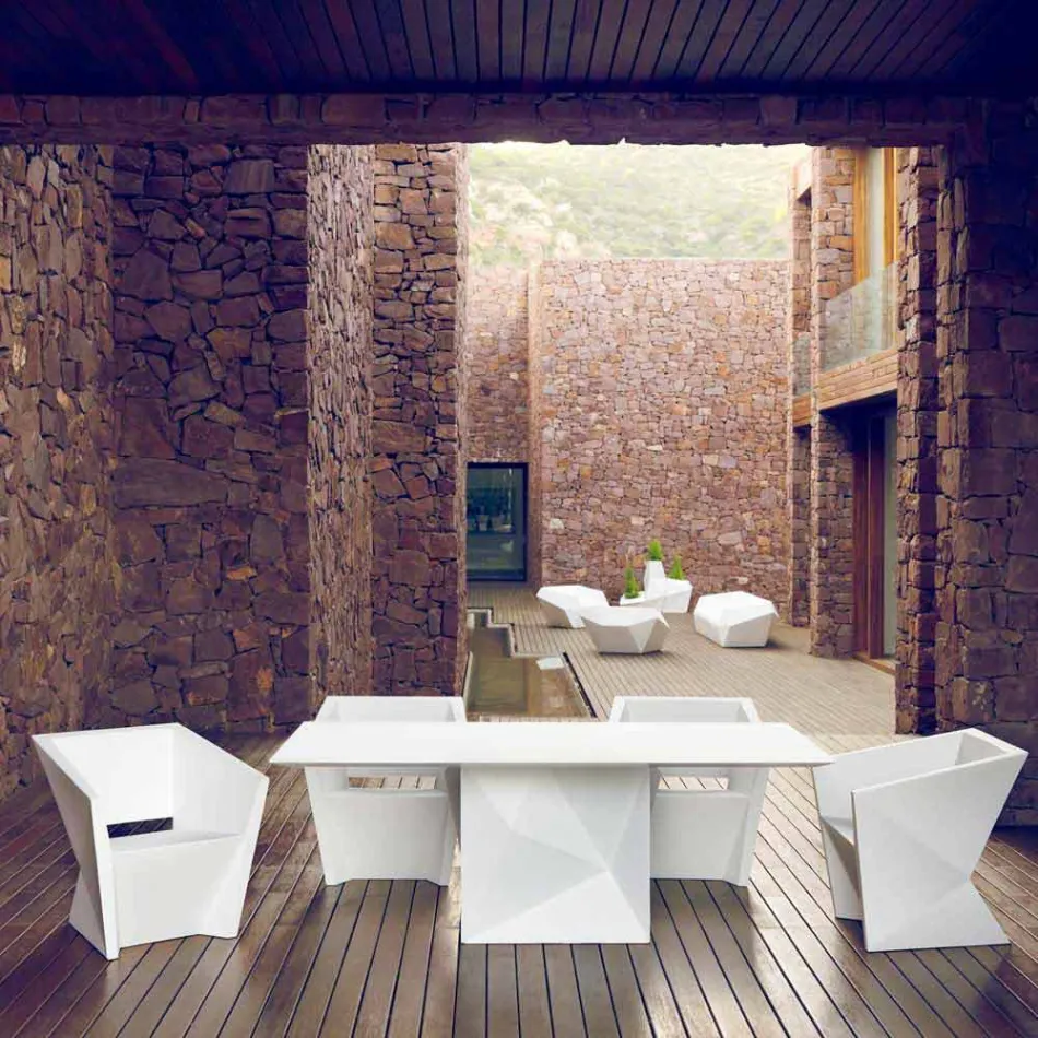 Vondom Faz fotoliu de grădină din lemn alb, cu design modern Viadurini