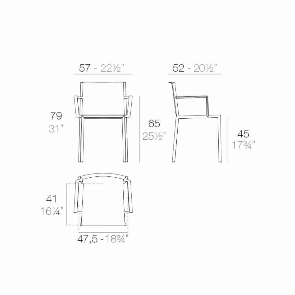 Scaun Vondom Quartz cu cotiere de design modern Viadurini