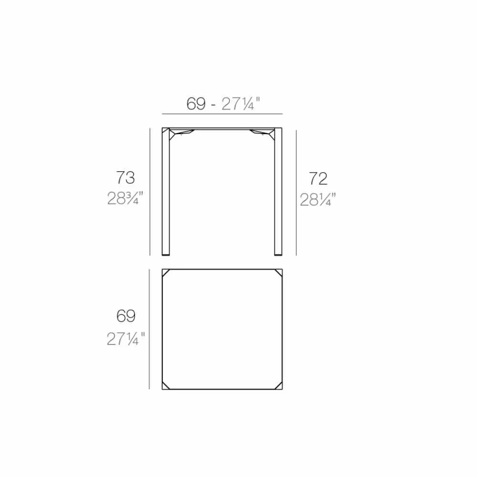 Vondom Quartz masă pătrată în aer liber de design modern Viadurini