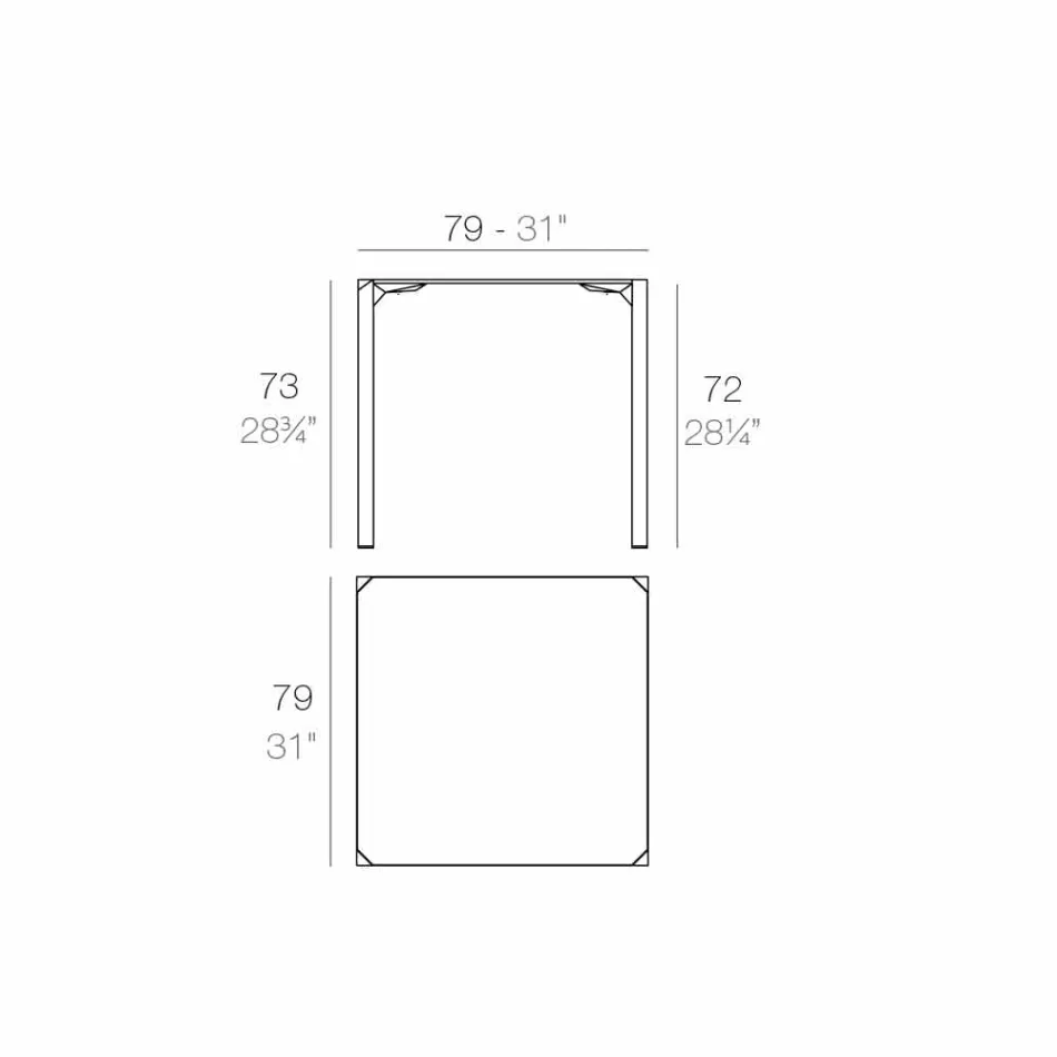 Vondom Quartz masă pătrată în aer liber de design modern Viadurini
