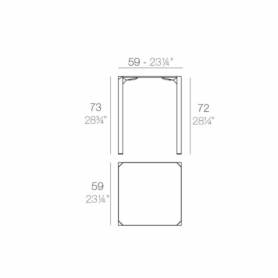 Vondom Quartz masă pătrată în aer liber de design modern Viadurini
