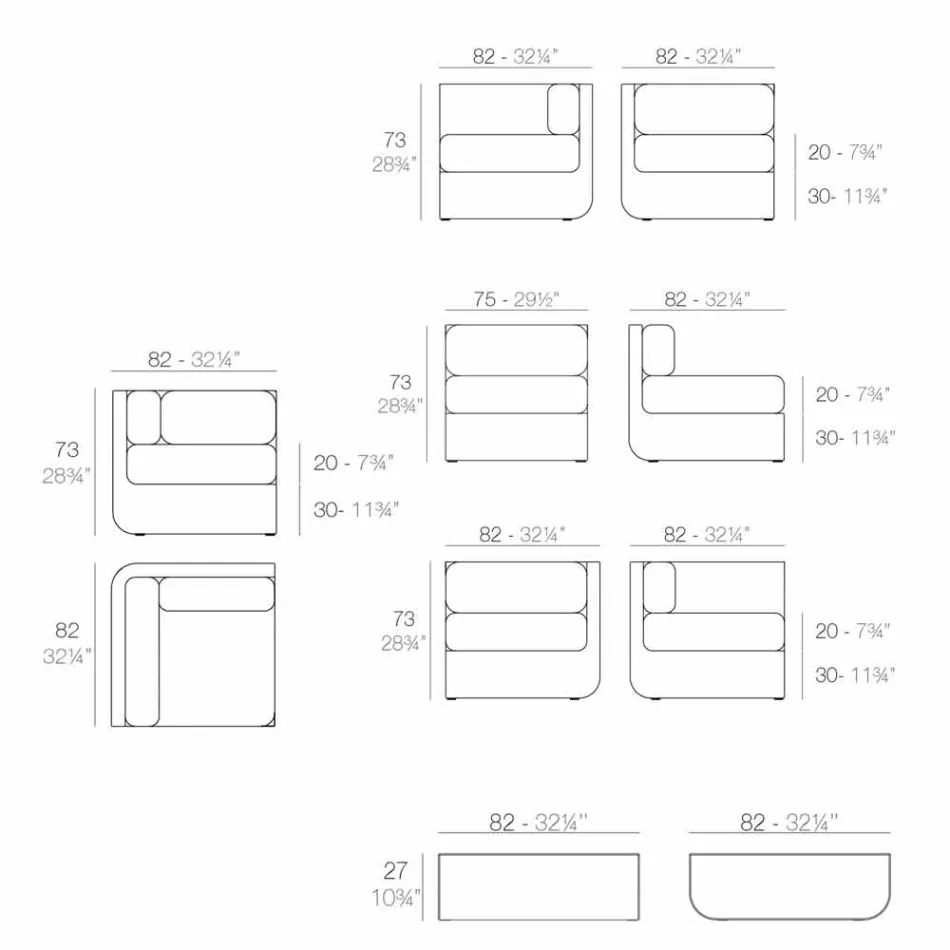 Vondom Ulm compoziție design taupe grădină lounge Viadurini