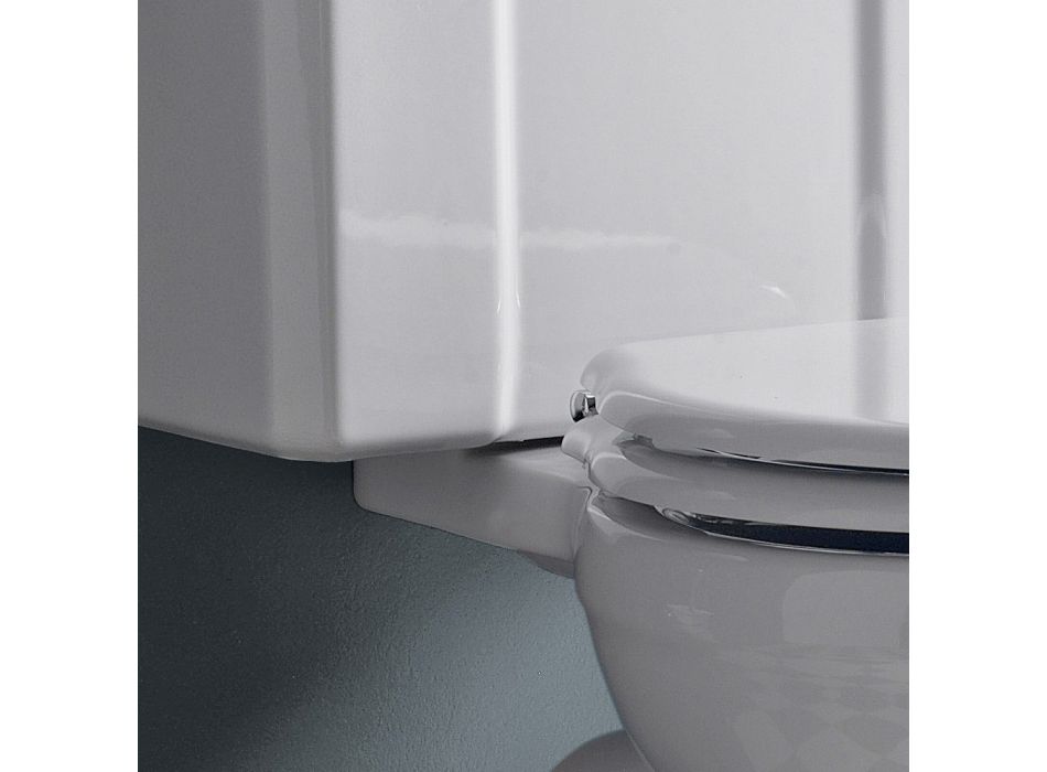 Apa Monobloc clasic în ceramică albă cu cutie fabricată în Italia - Marwa Viadurini