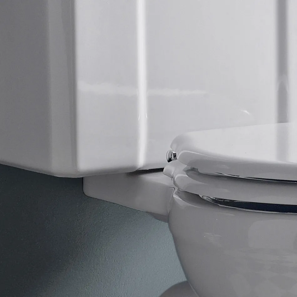 Apa Monobloc clasic în ceramică albă cu cutie fabricată în Italia - Marwa Viadurini